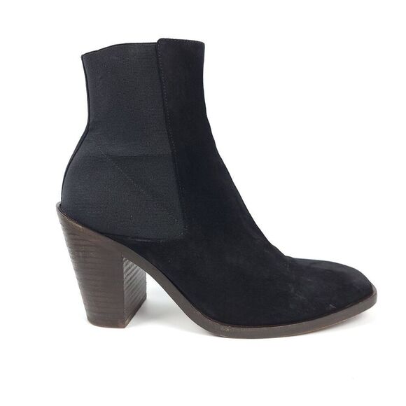 RAG & BONE Axel Black Suede Leather Block Heeled Western Chelsea Boots Minimal - Picture 2 of 9